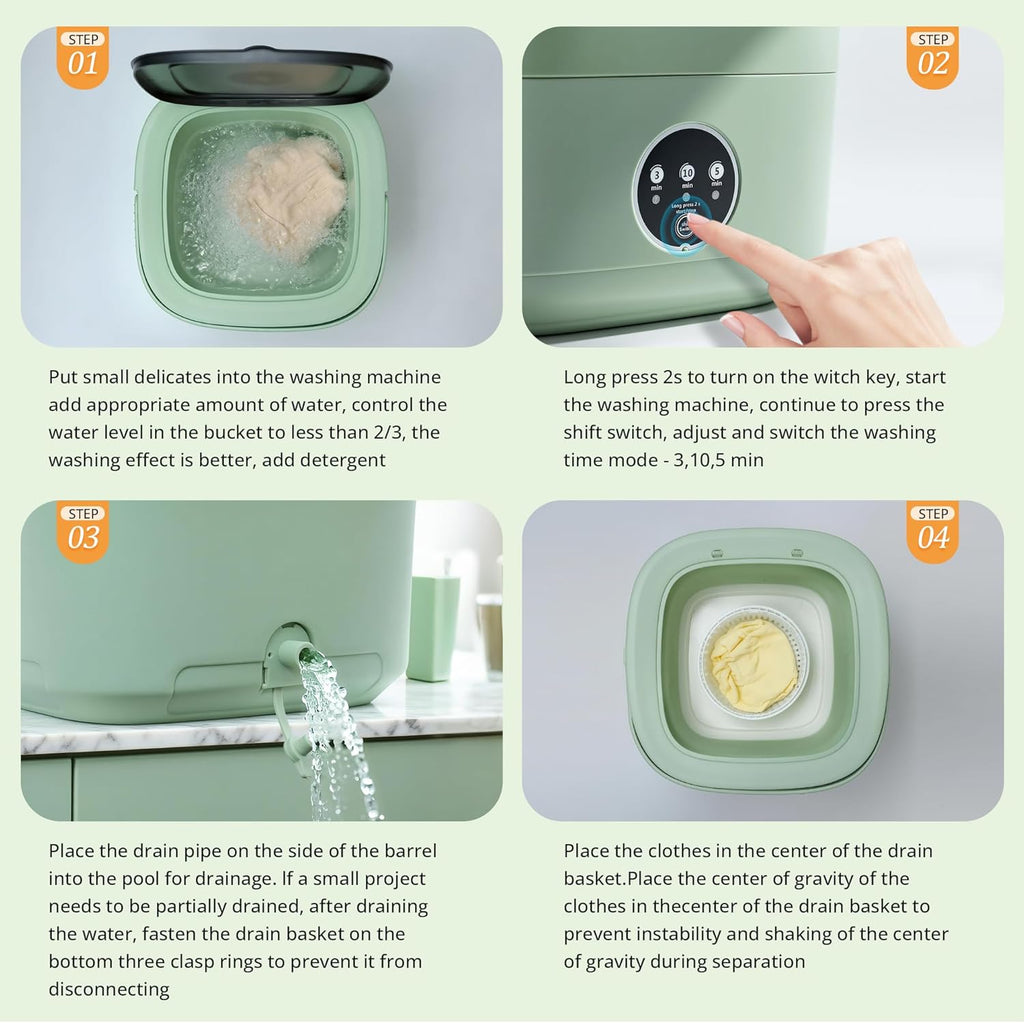Portable Washing Machine, Mini Washer, 16L Upgraded with Spin Basket, Foldable Design Ideal for Apartment, Home and Hotel, portable washer 3 Cleaning Modes Suitable for Small Clothes