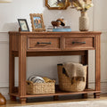 46" Farmhouse Console Table with Drawers, Brown Entryway Table
