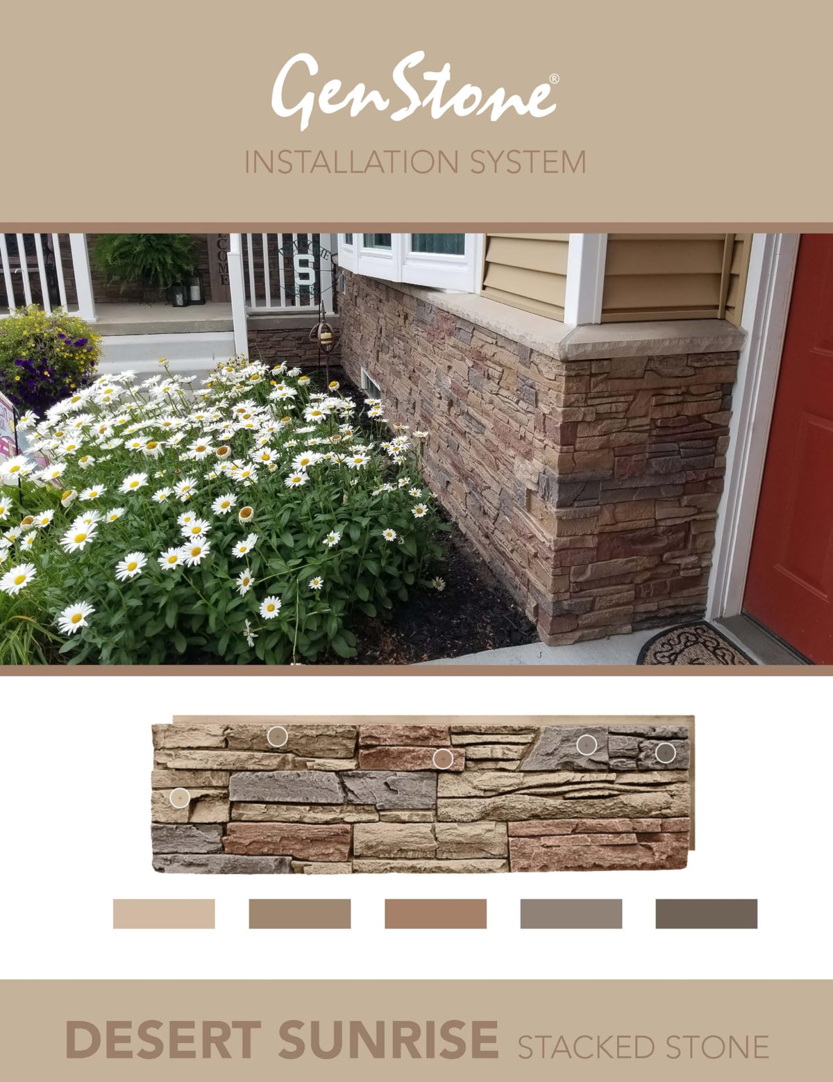 Faux Stacked Stone Outside Corner Ledger 14" x 2" x 3.5" in Desert Sunrise Color for Do It Yourself Friendly Home