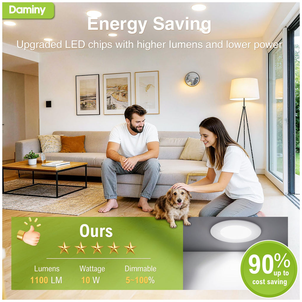 24 Pack 6 Inch LED Recessed Lighting, Canless Wafer Downlight