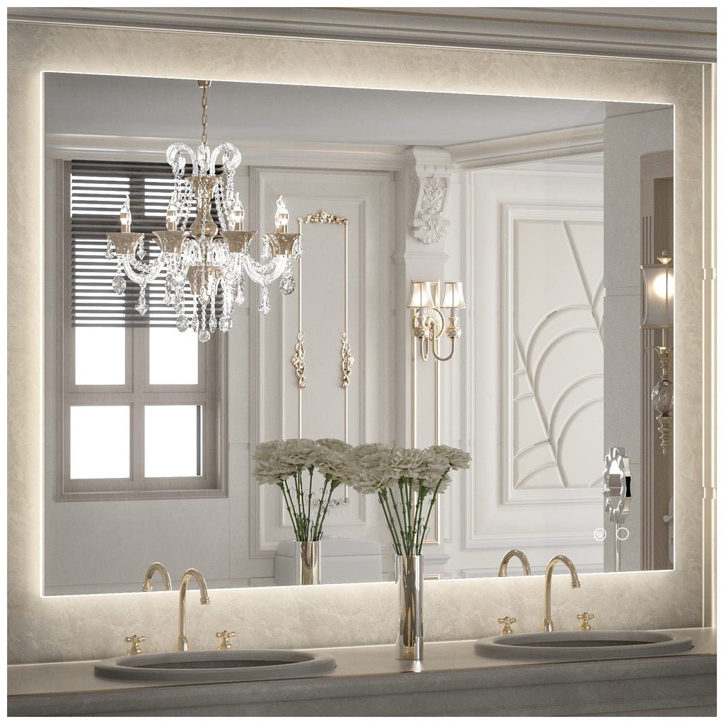 40" x 32" Backlit LED Mirror, Safe HD Tempered Glass