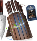 2026 Upgrade Knife Set 7 Piece Japanese Style Kitchen Knife Set With Foldable Magnetic Acacia Wood Block Sharp High