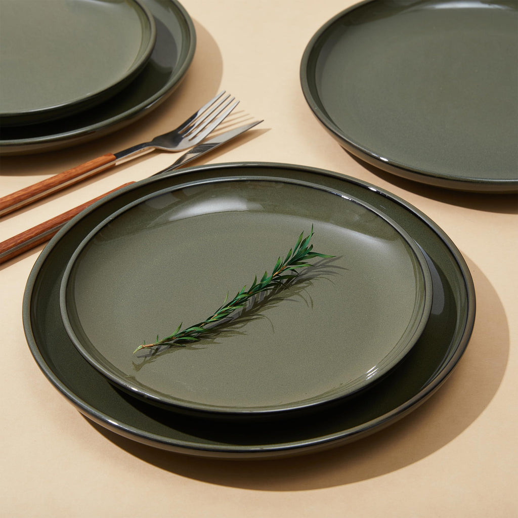 Stoneware Dinnerware Sets for 4, 12pcs Plates and Bowls Sets Dishes