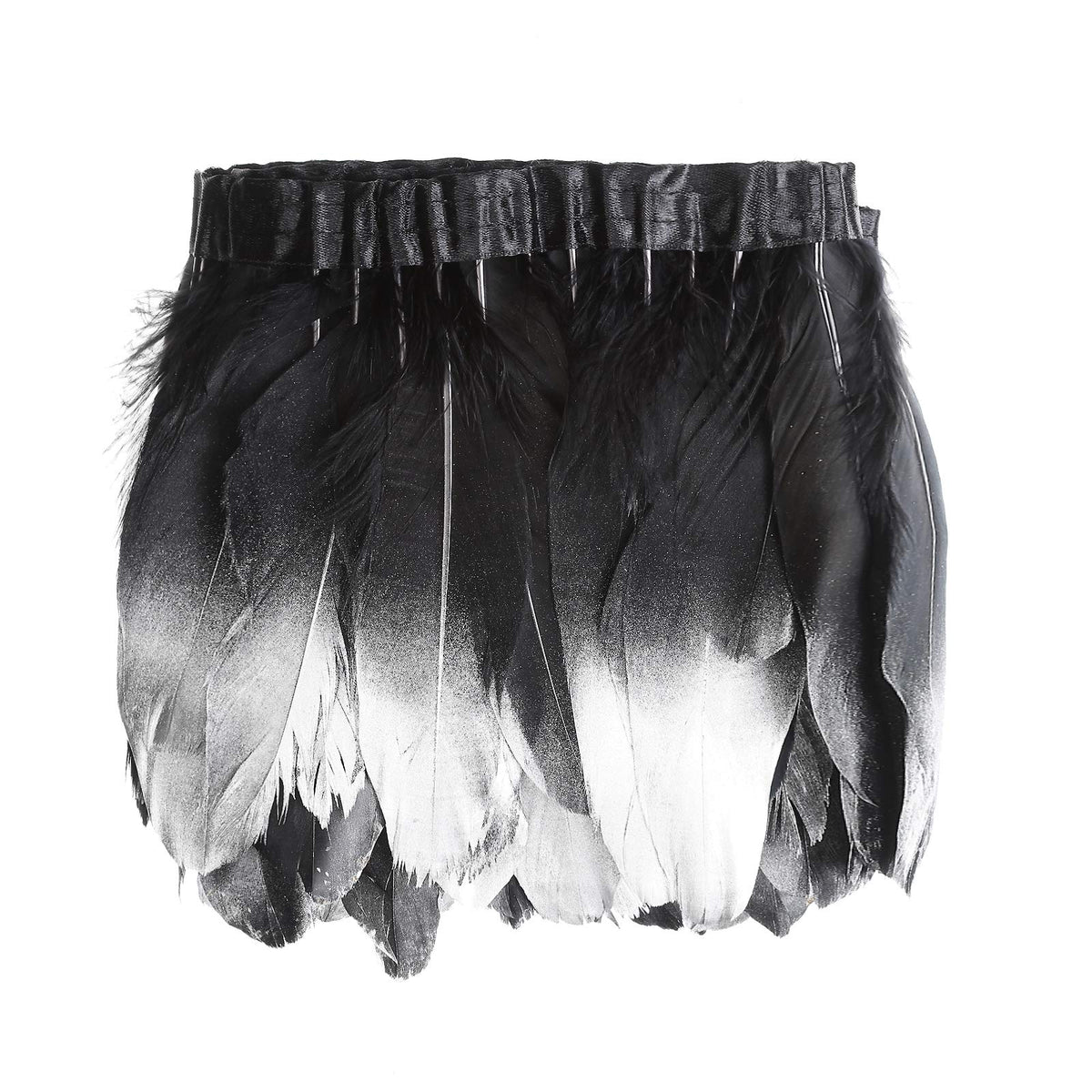 Duck Goose Feather Trim Fringe 2 Yards (Silver&Black)