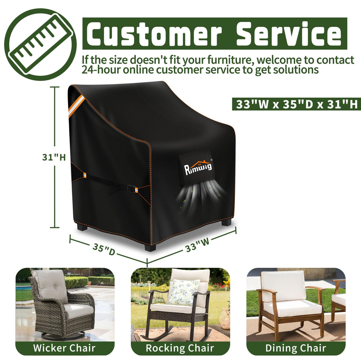 2 Pack Outdoor Furniture Swivel Cover Waterproof