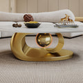 Inspired Saarinen Style Modern Coffee Table with Gold Stainless Steel Pedestal, Oval