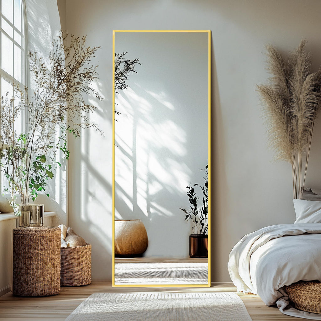 Full Length Mirror with Stand, 69x24 Gold Floor Mirror
