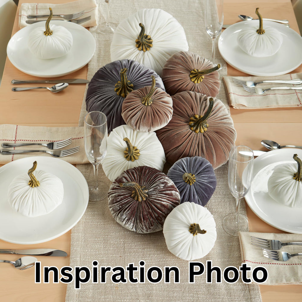 Set of 4, small velvet pumpkins, taupe decor, neutral bowl filler, year round mantel decor, autumn cozy gift for
