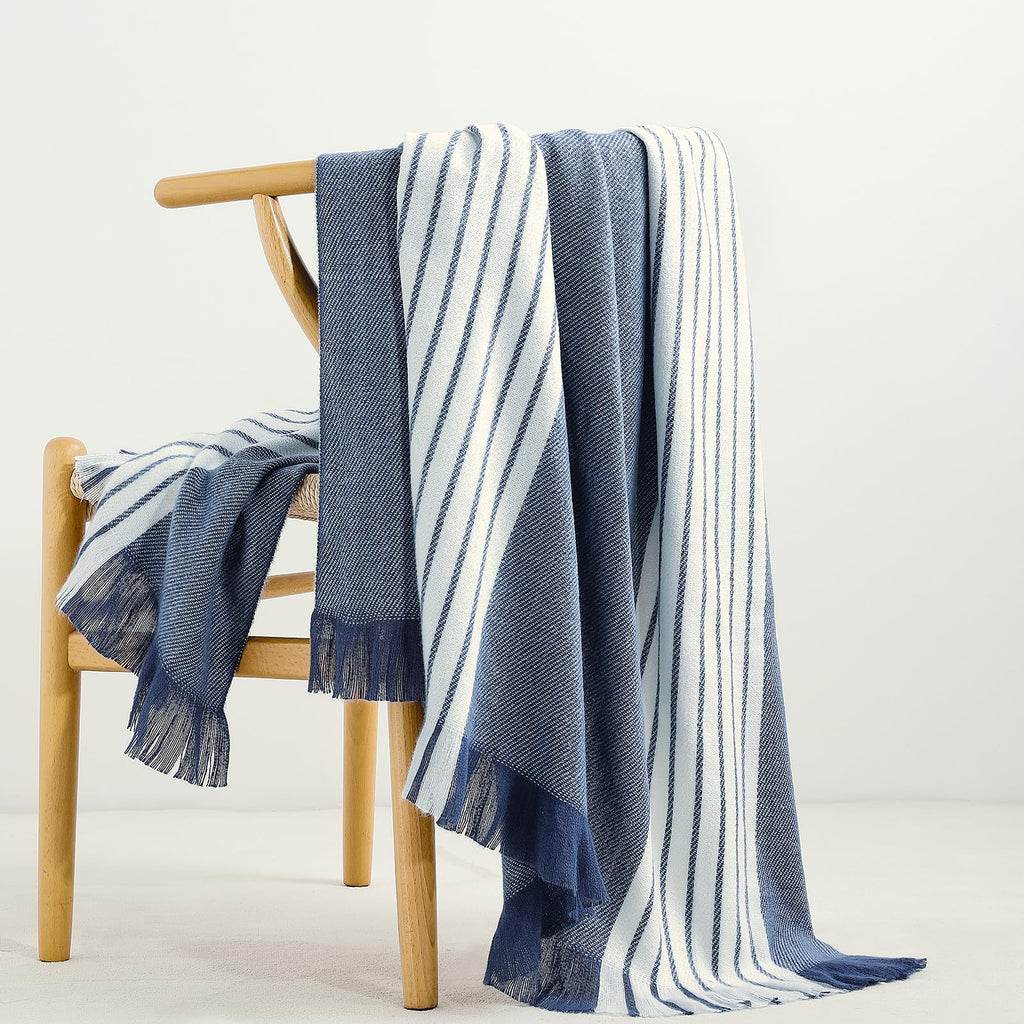 Throw Blanket Boho Striped Fringe Throw
