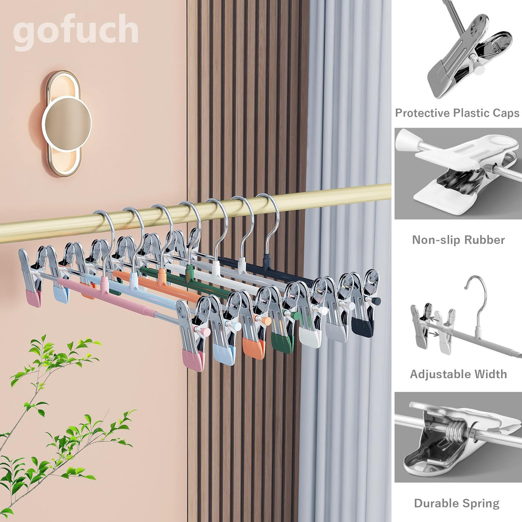 Pants Hangers with Clips, 50 Pack Heavy Duty Space Saving Pant Hangers for Closet Organizer, 12 Inch White Non Slip