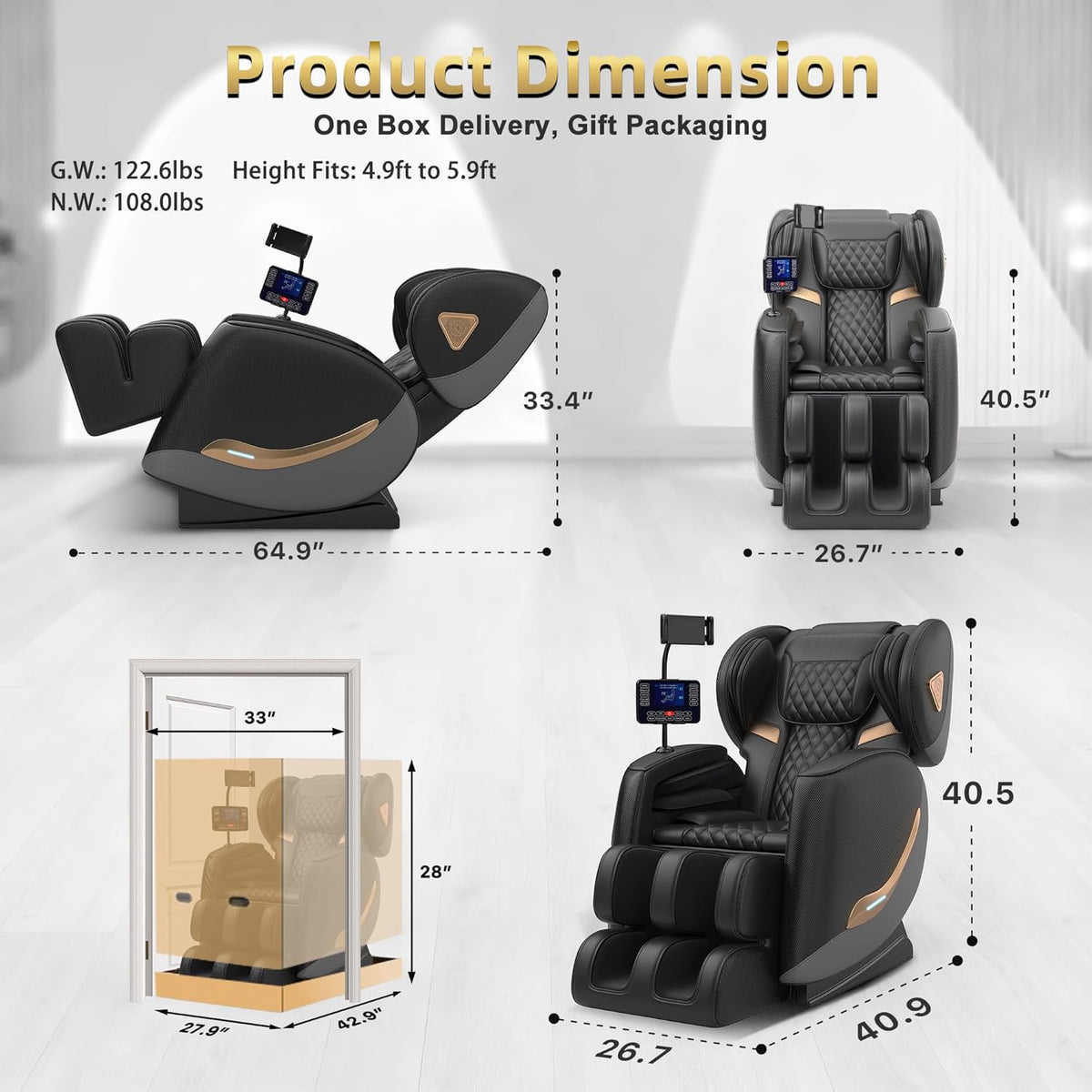 2026 Massage Chair Full Body, Zero Gravity Massage Chair Recliner - Upgraded 10-Point Roller, Heating, Airbags, Foot