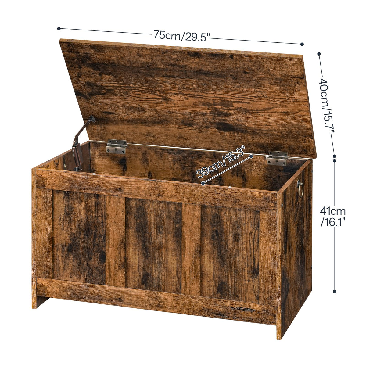 Storage Bench, 29.5" Retro Wooden Storage Chest, Wooden Storage Trunk, Toy Chest with Lift Top, Multifunctional