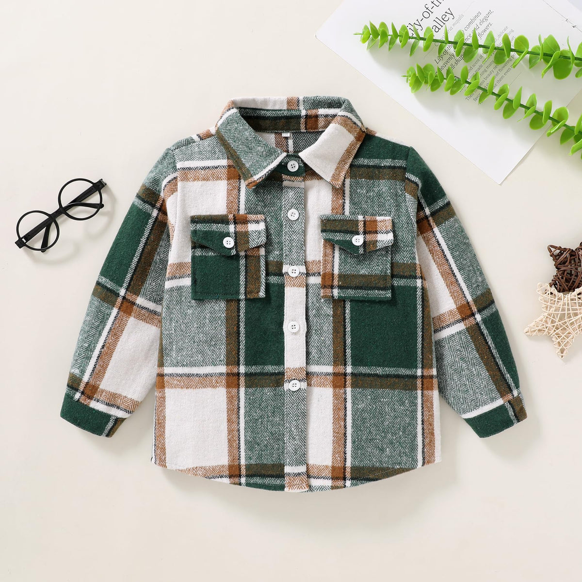 Kids Little Boys Girls Baby Long Sleeve Button Down Red Plaid Flannel Shirt Plaid Girl Boy