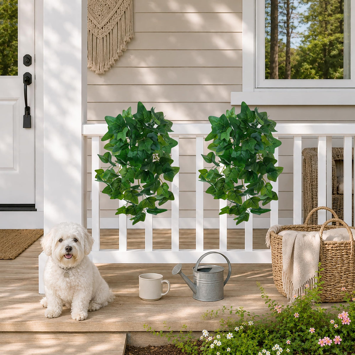 Faux Outdoor Plants Fake Hanging Plants, 2PCS