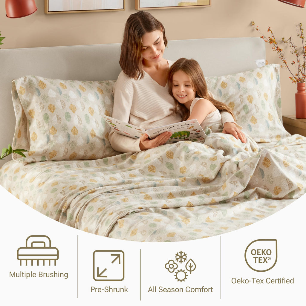 Cozy Flannel Sheets 100% Cotton, Sheet Set, 4 Piece