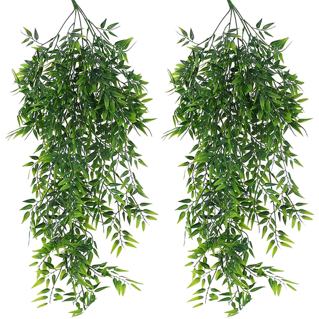 Hanging Fake Plants, 2 Pcs Faux Eucalyptus Leaf Greenery Vine Plant Faux Plants Fake Ivy Room Decor Home Garden