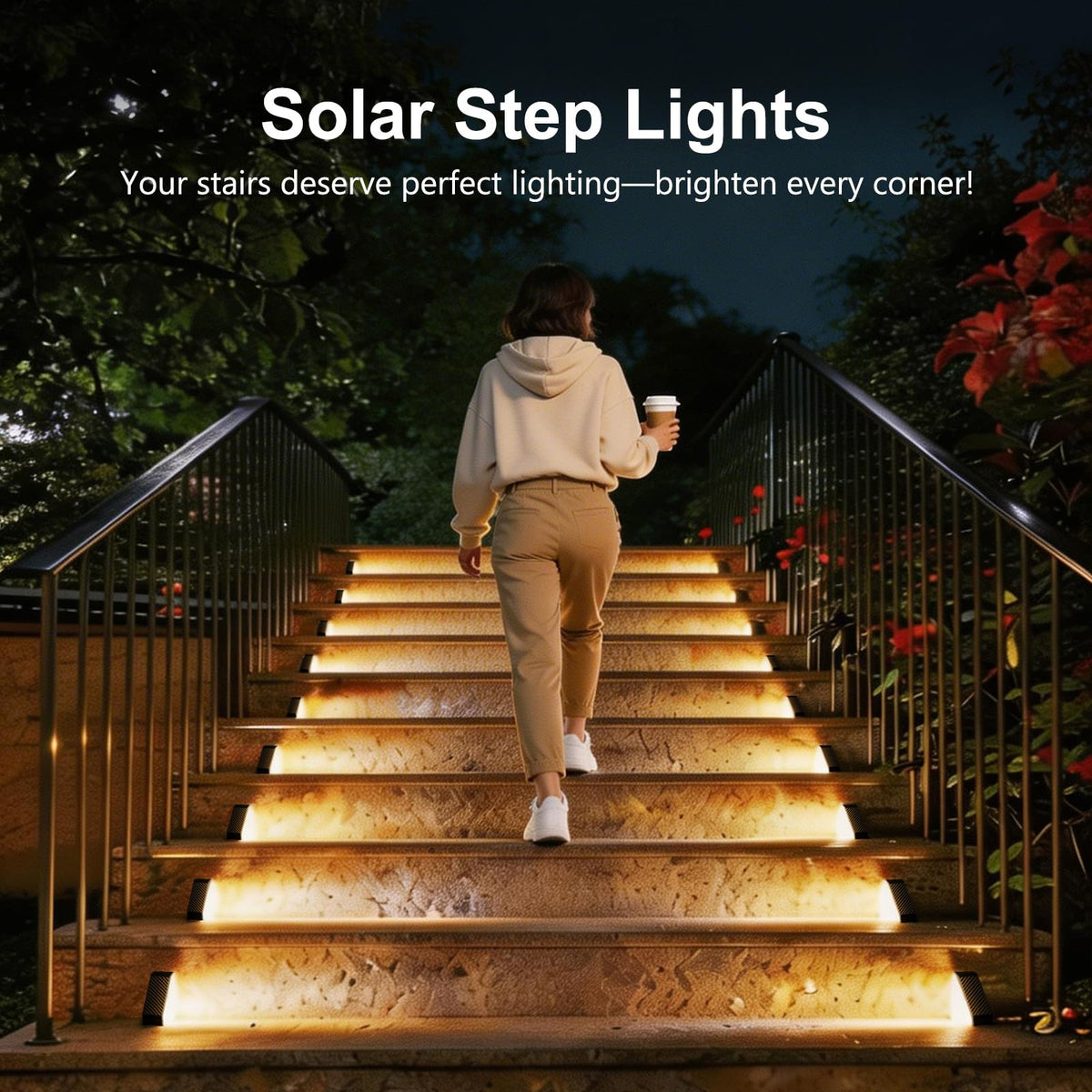 12 Pack Solar Step Lights for Outside 100 Lumen Ultra Bright
