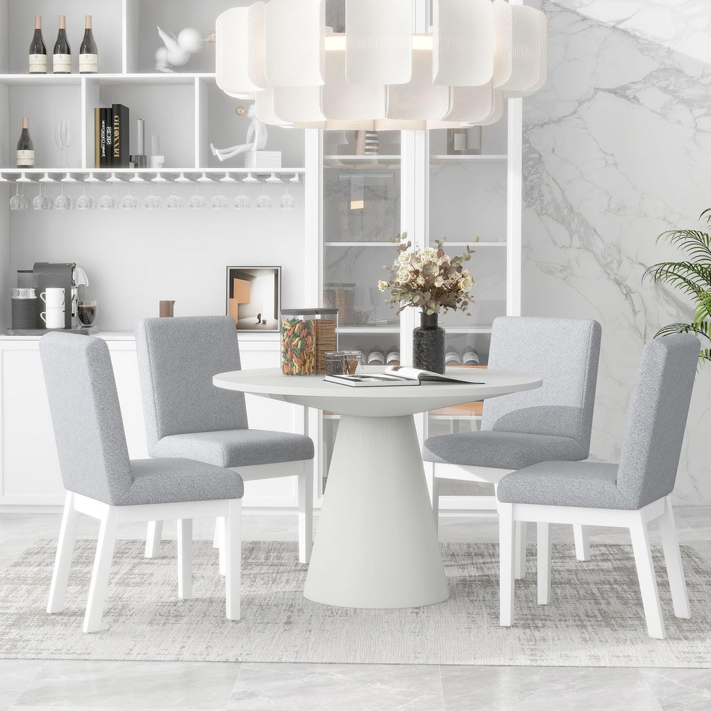 Inspired Saarinen Style 46.5" Modern Round Dining Table for 4-6, Wooden French Country Round Kitchen Table with Pedestal Base, Mid Century