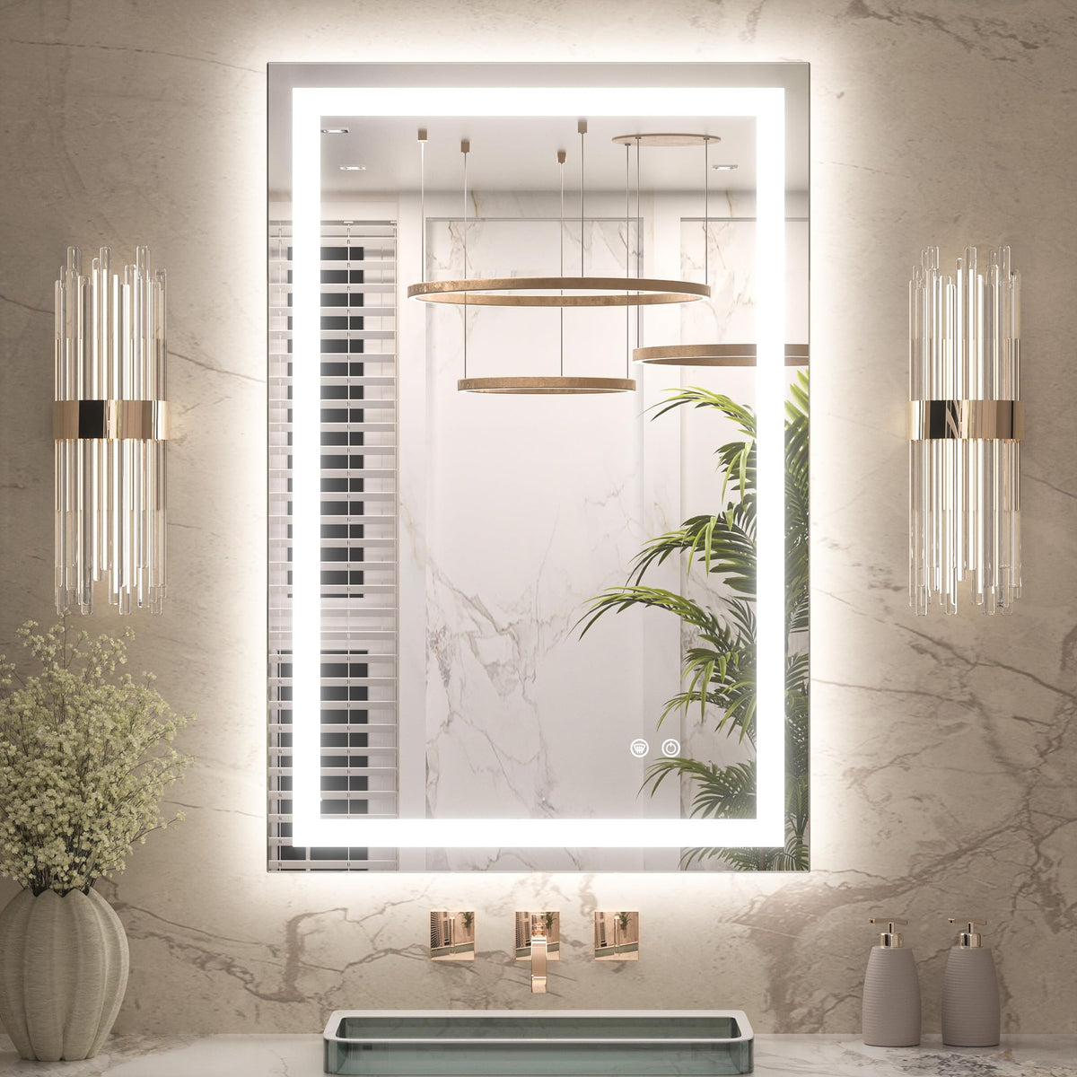 24x36 Inch LED Bathroom Mirror with Lights, Frontlit & Backlit