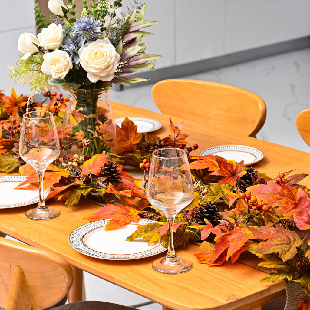 Fall Maple Leaf Garland, 6 Ft Fall Decor Garland with 30 Warm Lights