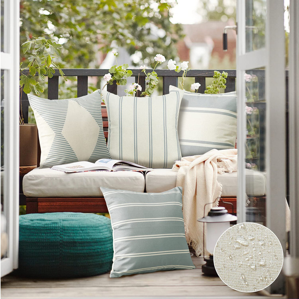 Outdoor Waterproof Throw Pillow Covers Set of 4 Geometry Decorative Throw Pillow Cases 18x18 Inch Square Cushion Case