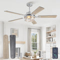 52 Inch Ceiling Fan with Light and Remote,Downrod Mount Farmhouse Ceiling Fan , Quiet 6-Speed Reversible DC Motor