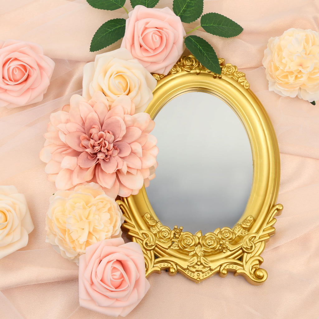 Roses Artificial Flowers Combo Pink Flowers Silk Foam Flowers with Stems for DIY Bridal Wedding Bouquet Baby Shower