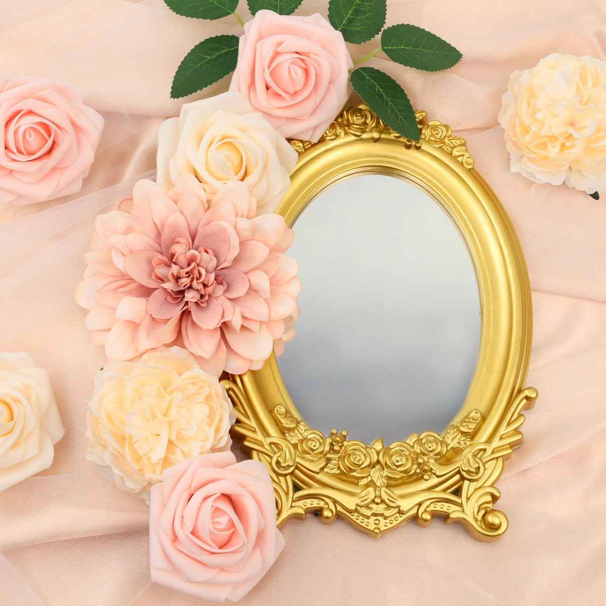 Roses Artificial Flowers Combo Pink Flowers Silk Foam Flowers with Stems for DIY Bridal Wedding Bouquet Baby Shower