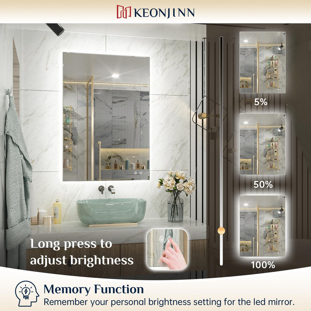 32 x 36 Inch Bathroom Mirror with Lights, Backlit Mirror Dimmable