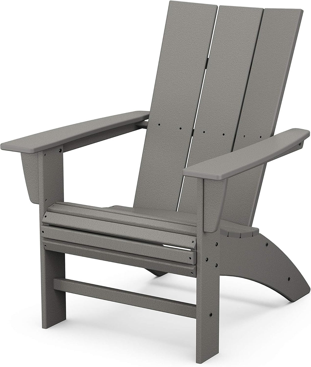 Modern Curveback Adirondack Chair, HDPE Outdoor Patio Furniture, Fade-Proof All-Weather Deck Garden Fire Pit Chair