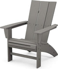 Modern Curveback Adirondack Chair, HDPE Outdoor Patio Furniture, Fade-Proof All-Weather Deck Garden Fire Pit Chair