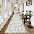 Oriental Runner for Hallways Washable Beige Kitchen Runners Non Skid Long Entryway Rug Runners 10ft Ulra-Thin