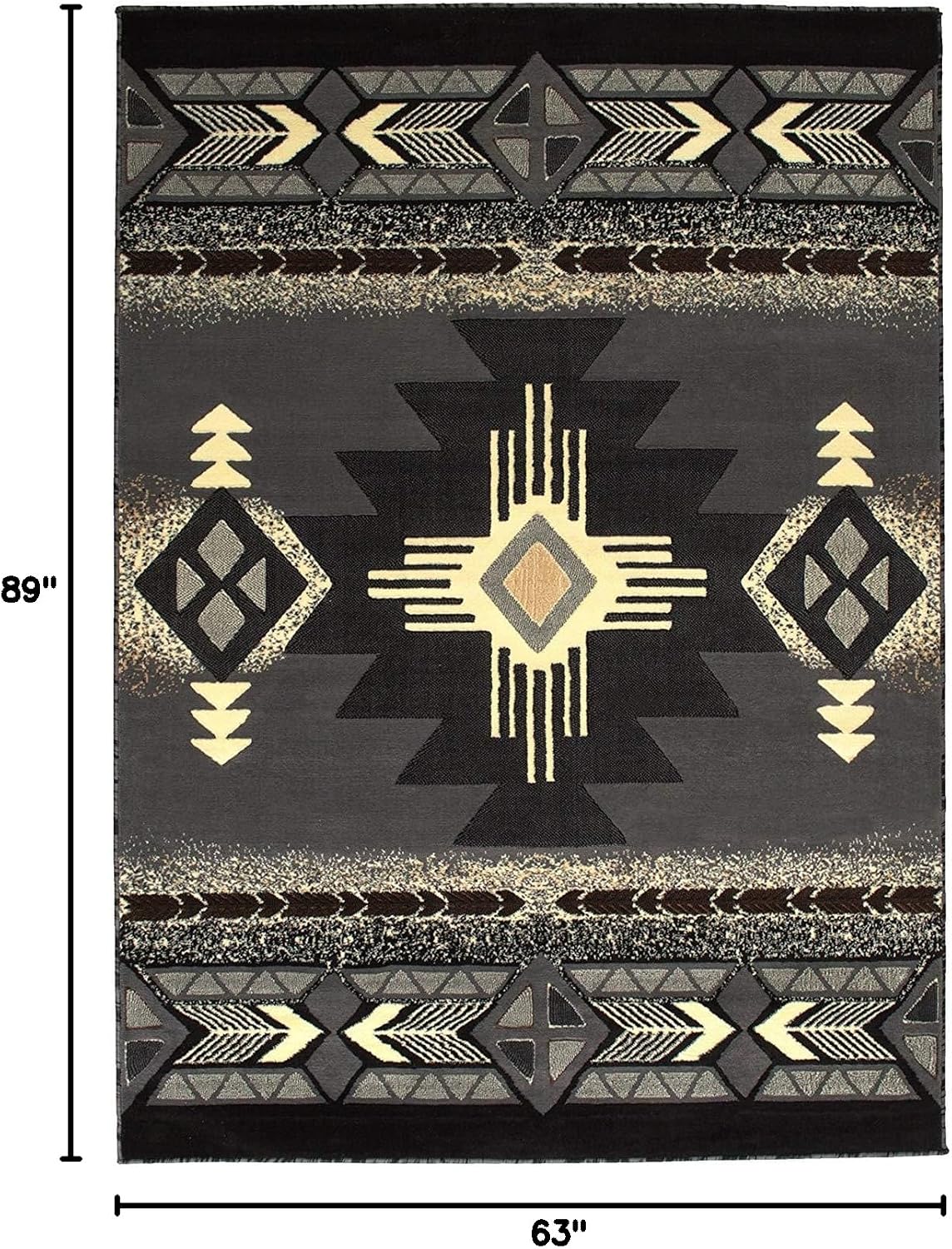 Southwest Native American Navajo Aztec Tribal Indian Gray Carpet Area Rug (5 Feet 3 Inch X 7 Feet 5 Inch)