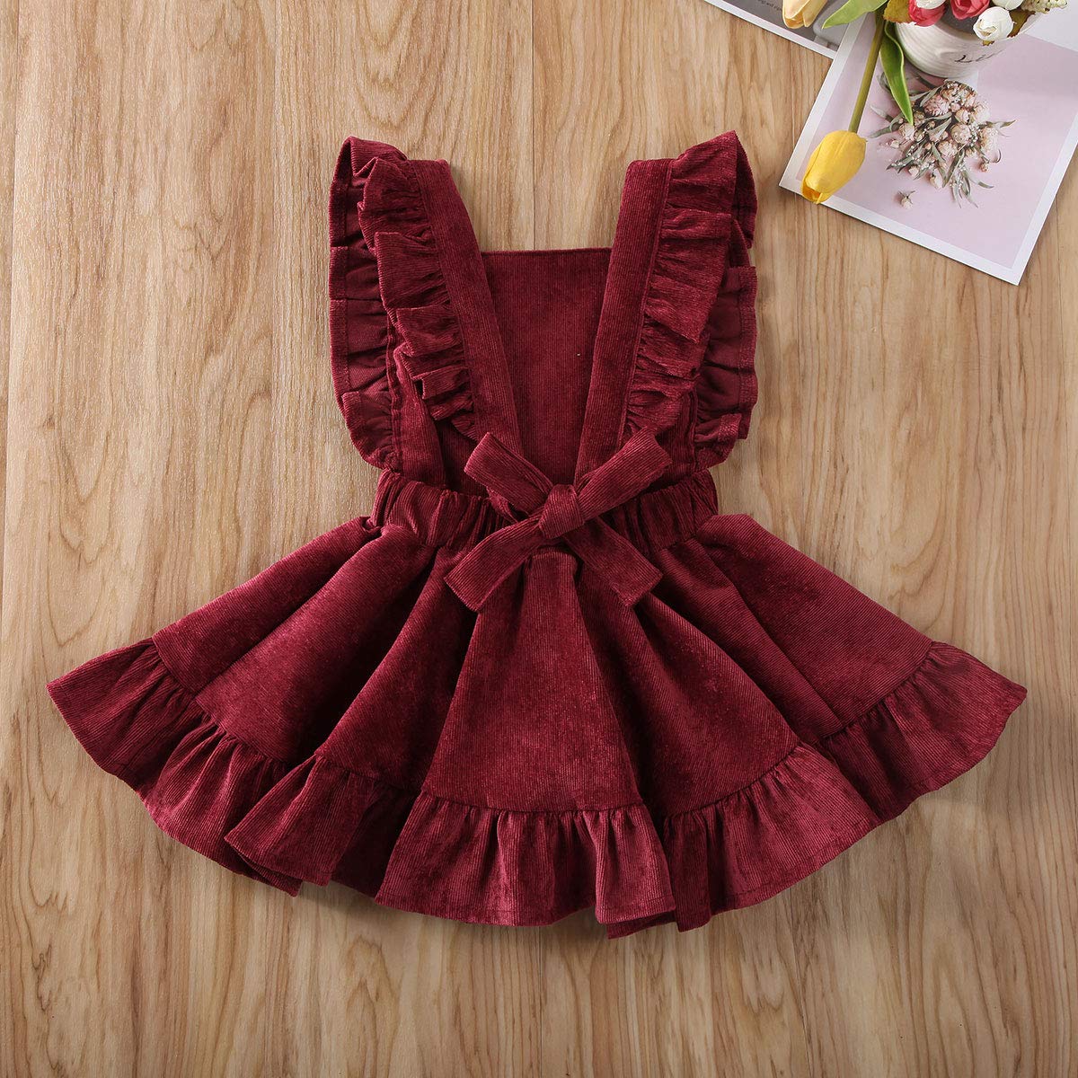 Baby Girls Velvet Suspender Skirt Infant Toddler Ruffled Casual Strap Sundress Summer Outfit Clothes