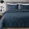Soft Geometric Quilt Set for All Seasons, Navy