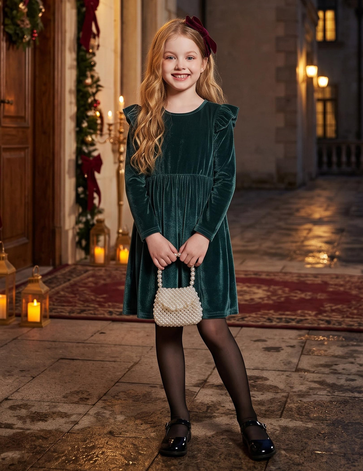 Toddler Formal Dress Party Winter Velvet Fall Dresses Blue
