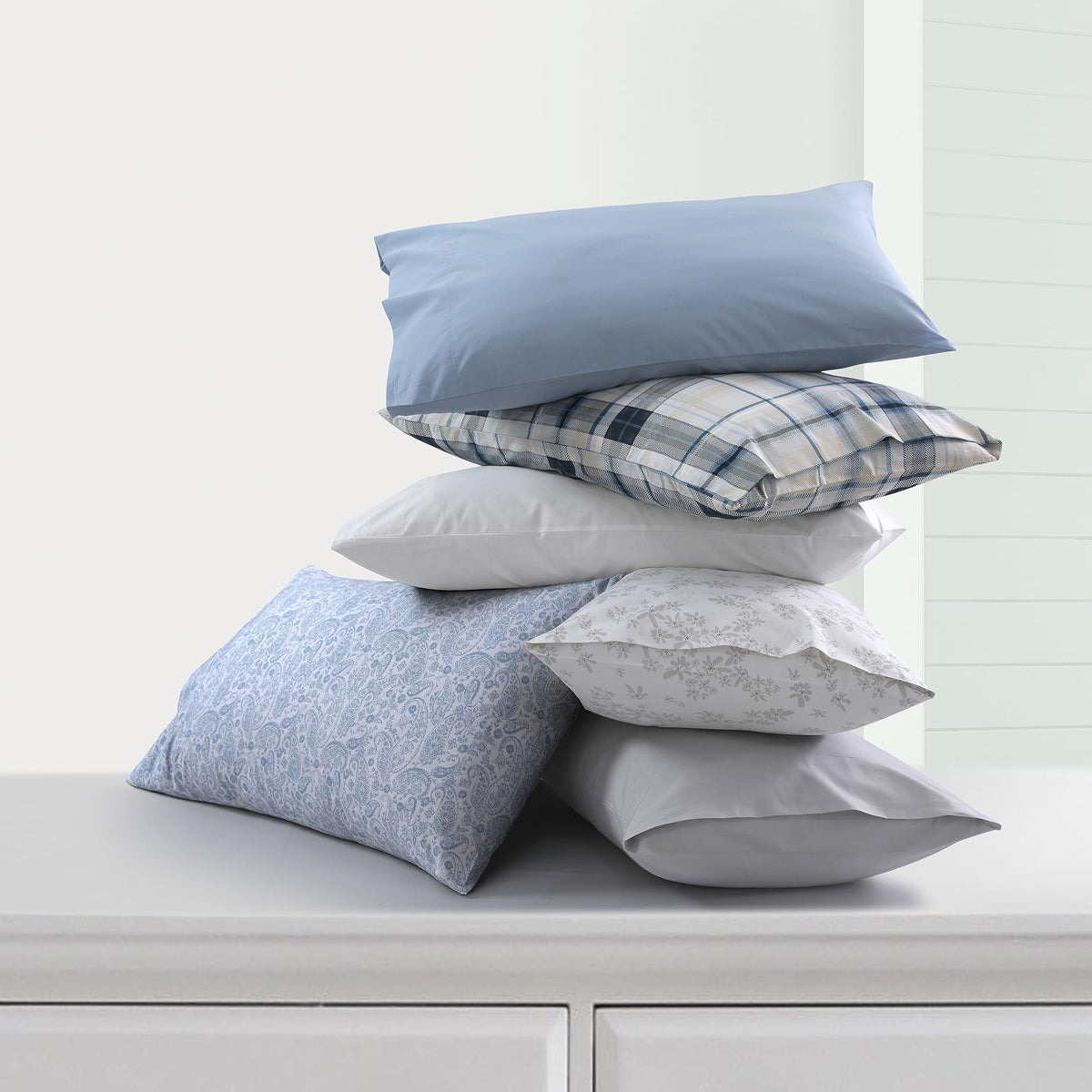 Cotton Percale Twin Size Bed Sheet Set, Soft Grey