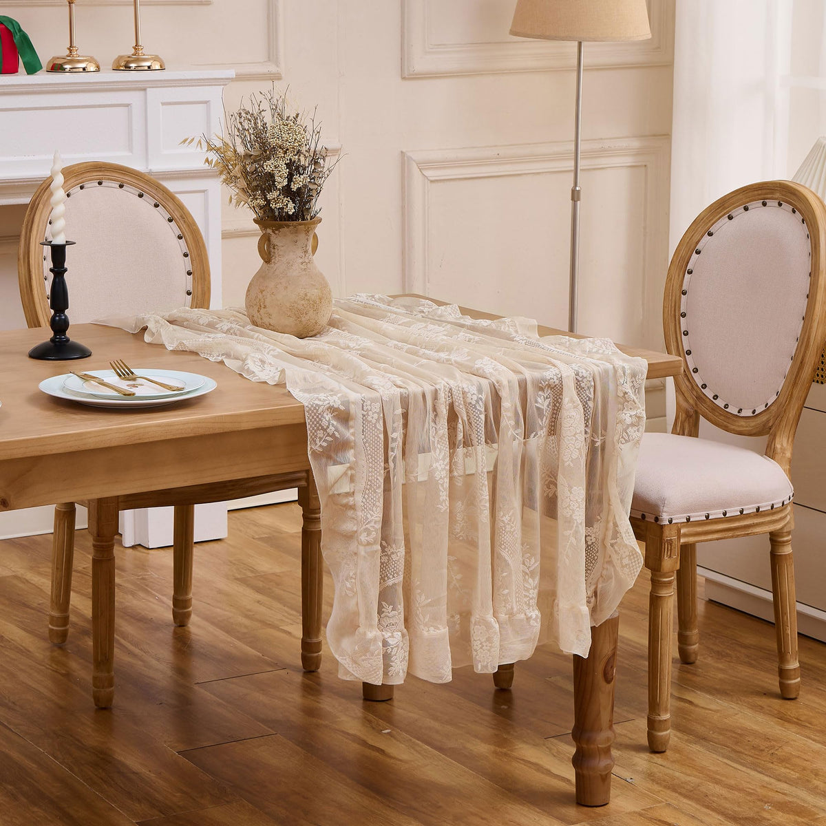 Beige Lace Tablecloth Vintage Table Cloth(Beige, 55"x55", Square)