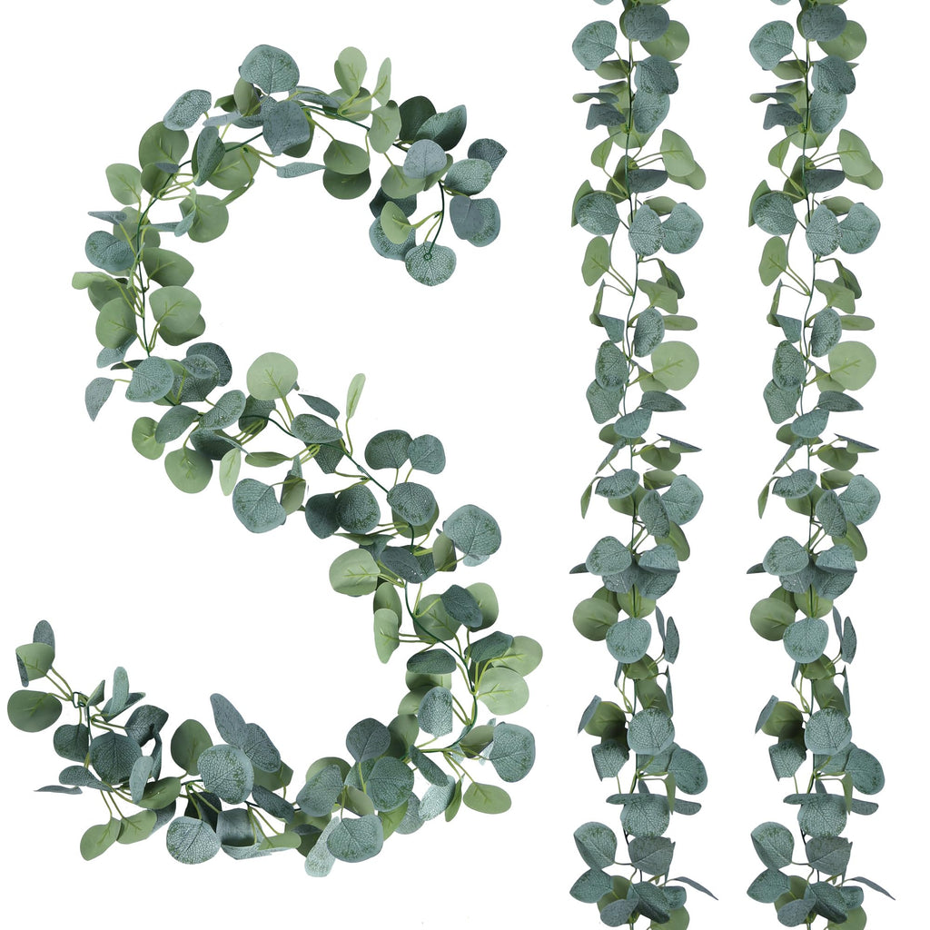 4 Pack Artificial Eucalyptus Garland Greenery Leaves Handmade 3D Silk Vines Silver Dollar Leaves Faux Leaf Plants for