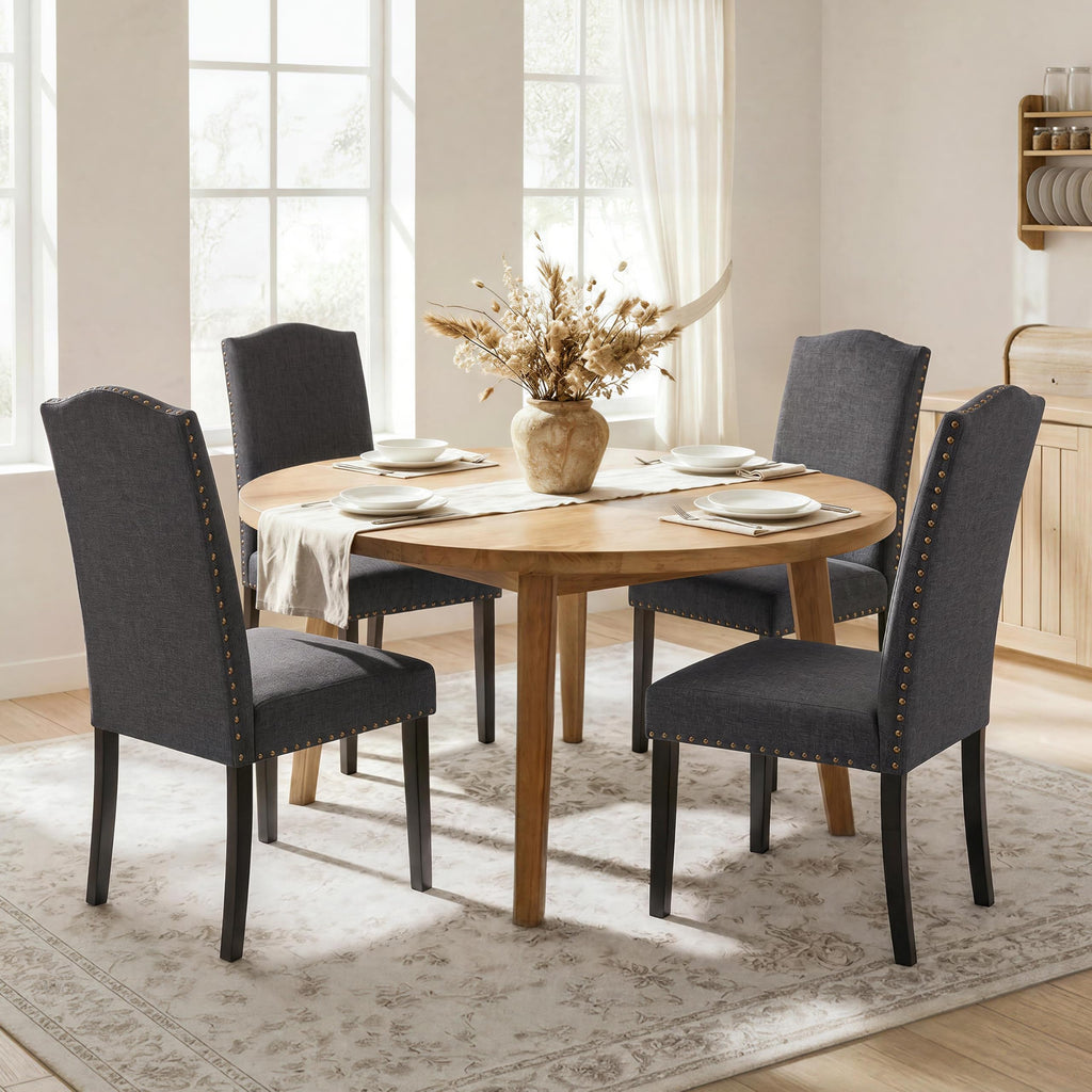 Set of 4 High Back Parson Chairs Dark Gray