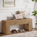 47'' Wooden Entryway Bench, Farmhouse Entry Bench Seat, Indoor End of Bed Bench with Storage Capability, Easy