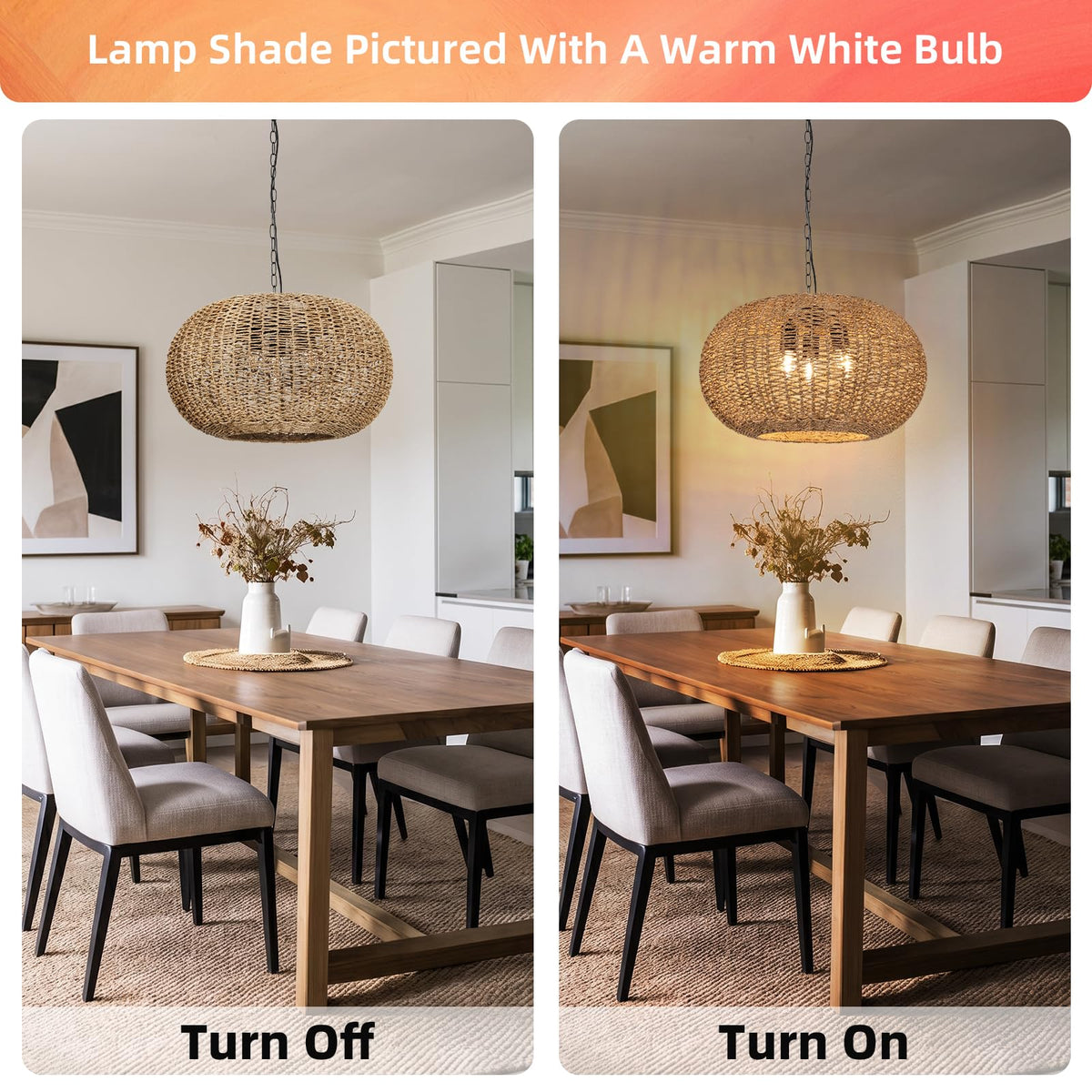 3-Light Natural Rattan Pendant Lighting Island