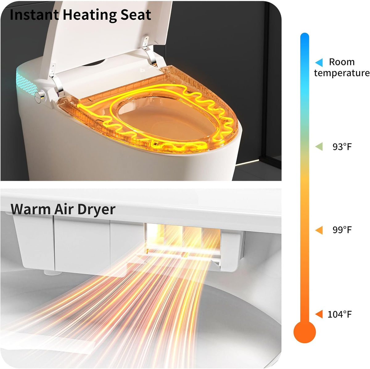 Tankless Smart Toilet with Integrated Bidet, One Piece Elongated Intelligent Toilet with Heated Seat & Child Mode