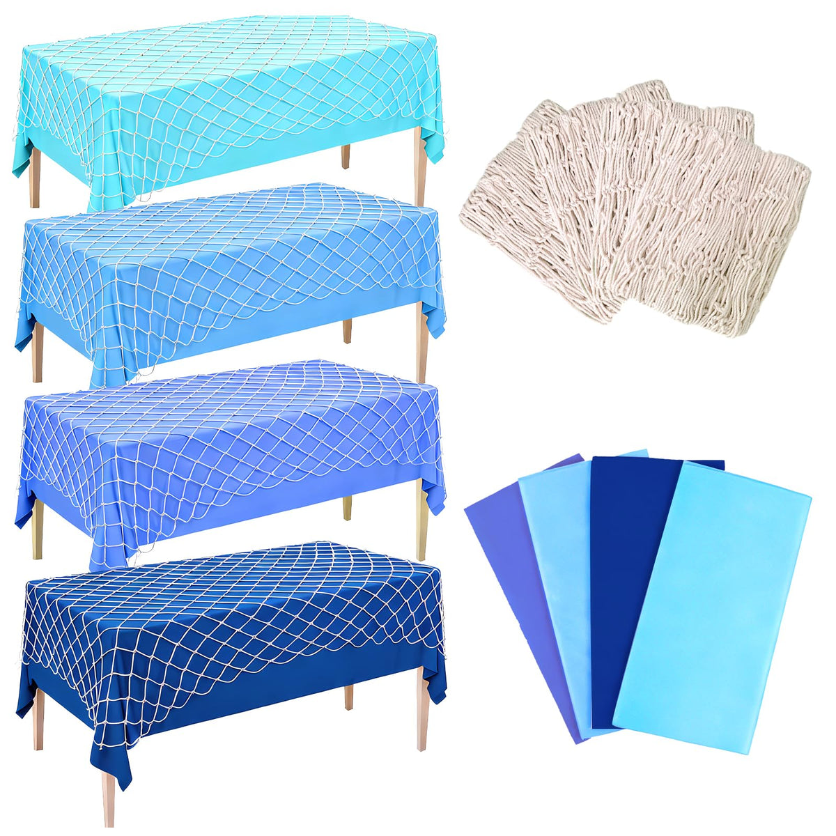 8 Pcs Fish Net Decorative and Tablecloth Set