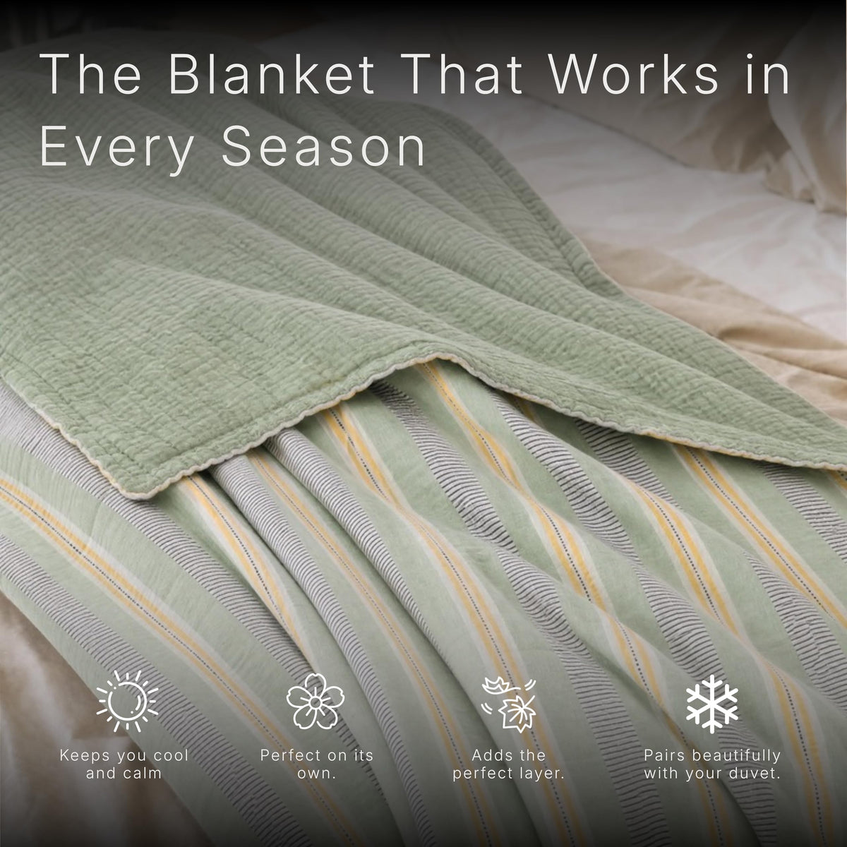 100% Cotton Gauze 50"X60" Throw 6 Layered Blanket- Jadeite/Print