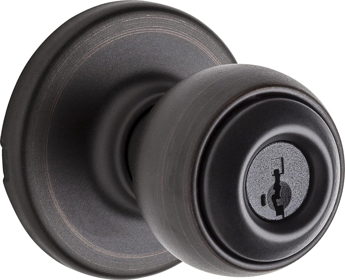 Polo Entry Door Knob with Lock and Key, Secure Keyed Handle Exterior Doorknob, Front Entrance and Bedroom, Venetian