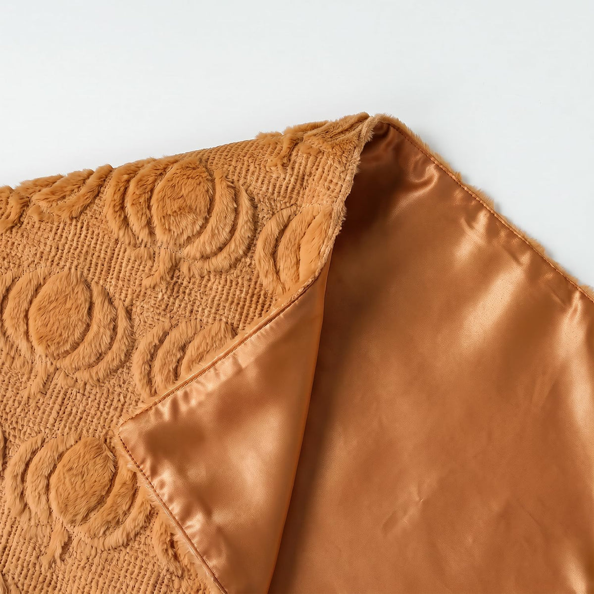 Caramel Soft Faux Fur Pumpkins Fall Table Runner 13x72 Inch