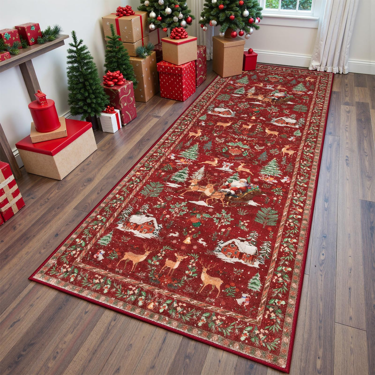 Christmas Runner Rug Red Runners s, Kitchen Rugs Non Slip Washable Entryway Carpet Runner, Soft Christmas Tree