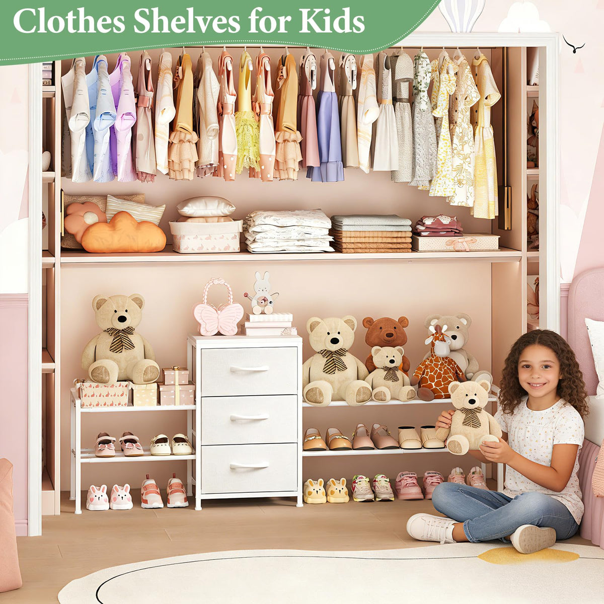 Expandable Closet Organizers and Storage,Wide Long 3 Drawer Dresser