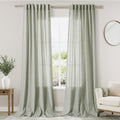 Extra Long Sage Green Curtain 2 Panels 108 inches Long Back Tab Pocket Light Filtering Semi Sheer Drapes Cotton Linen